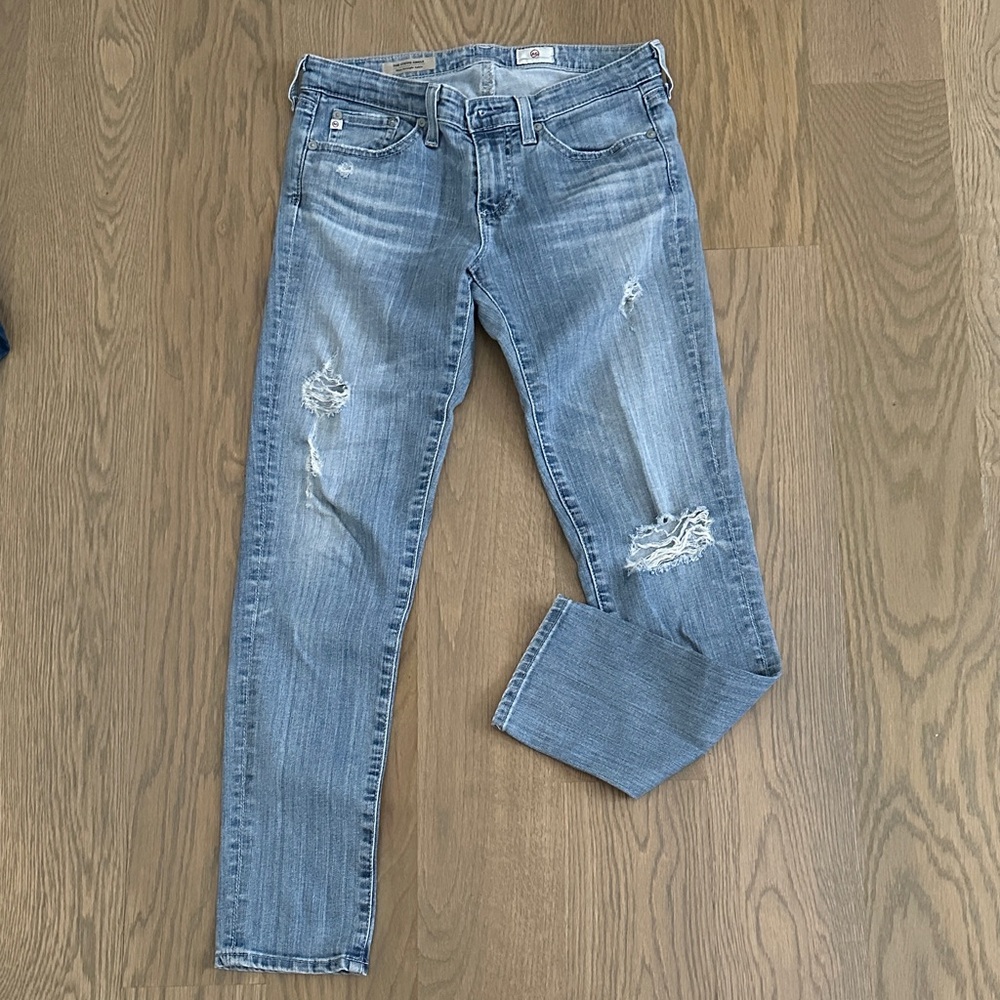 AG Adriano Goldschmied Light Blue Distressed Skinny Jeans - Stevie Ankle Slim